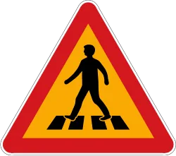 Korea Warning Sign - Pedestrian Crossing (132)