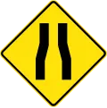 Road Narrows Sign