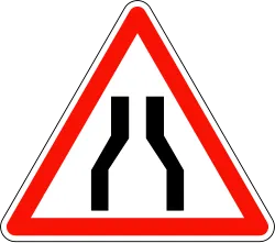 Road Narrows Sign