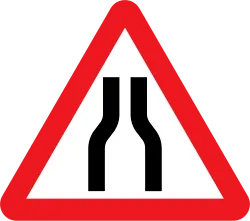 Road Narrows Sign